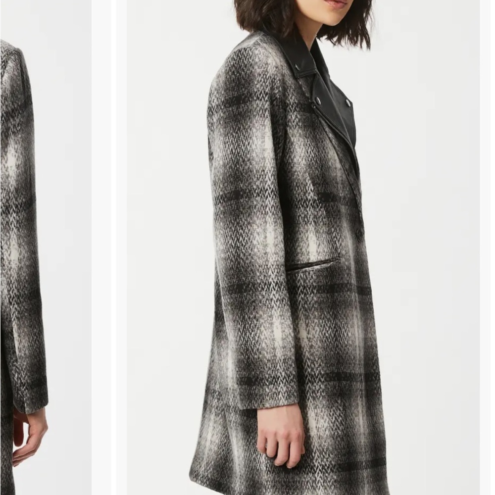 Plaid Coat with Removable Faux Leather bib - Picture 3 of 12